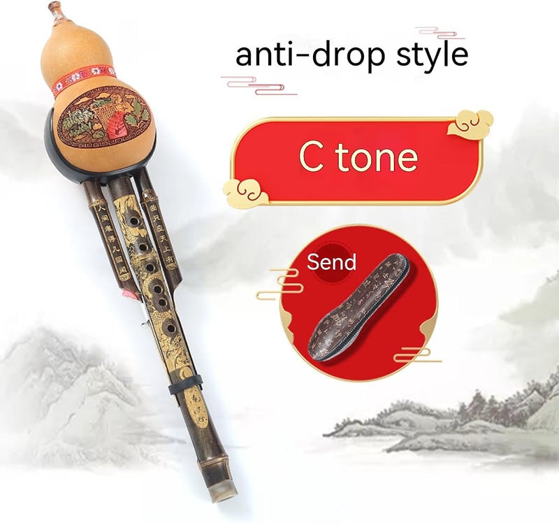 mocrcrel Chinese Handmade Hulusi Bamboo Gourd Cucurbit Flute Ethnic Musical Instrument for Beginner Music Lovers (Key of C) - Image 3